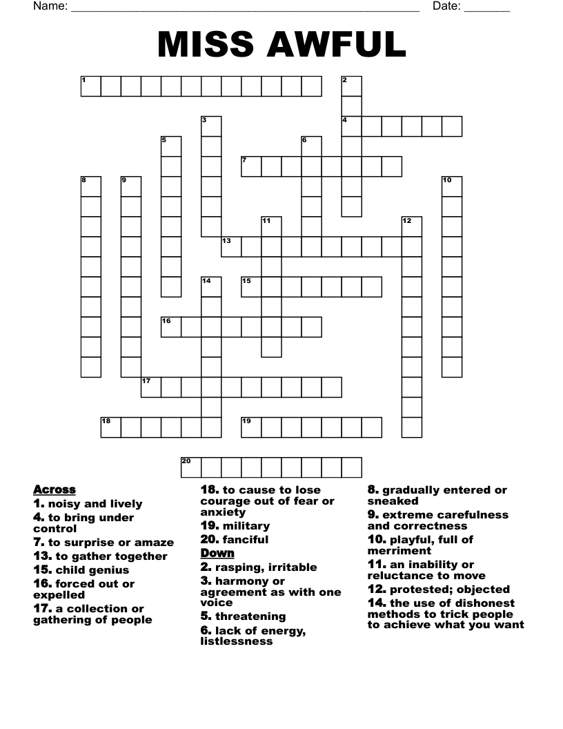MISS AWFUL Crossword