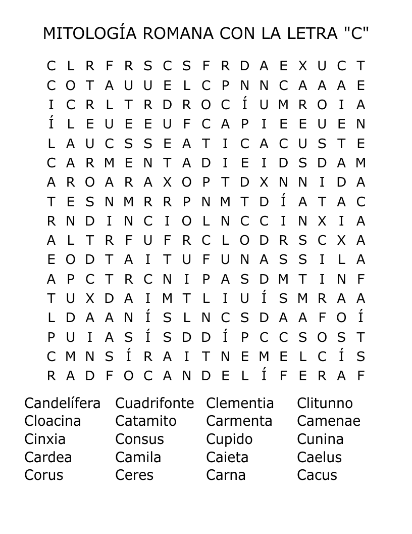 MITOLOGÍA ROMANA CON LA LETRA "C" Word Search