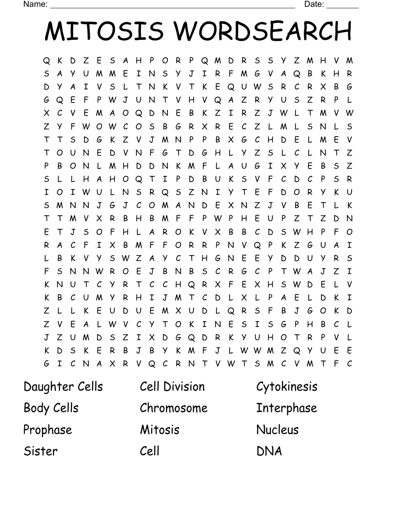 MITOSIS WORDSEARCH