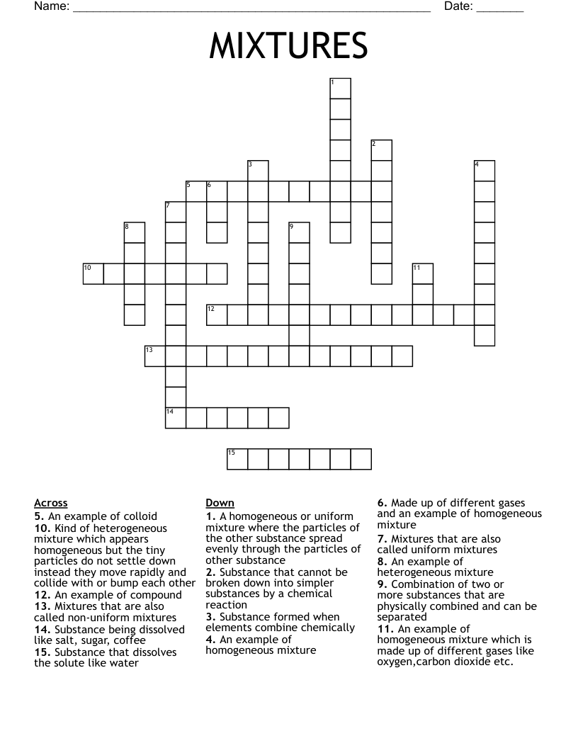 MIXTURES Crossword