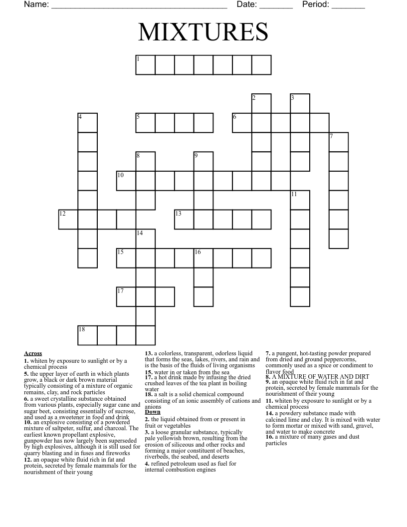 MIXTURES Crossword