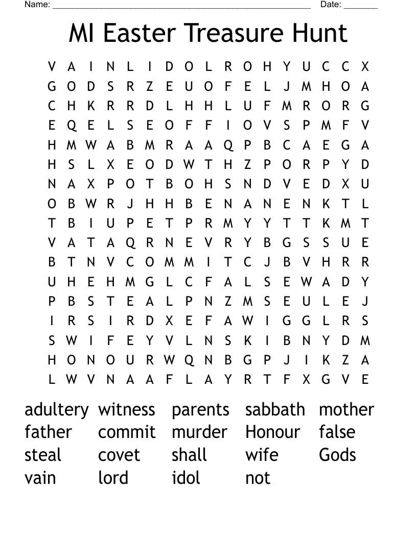 MI Easter Treasure Hunt Word Search