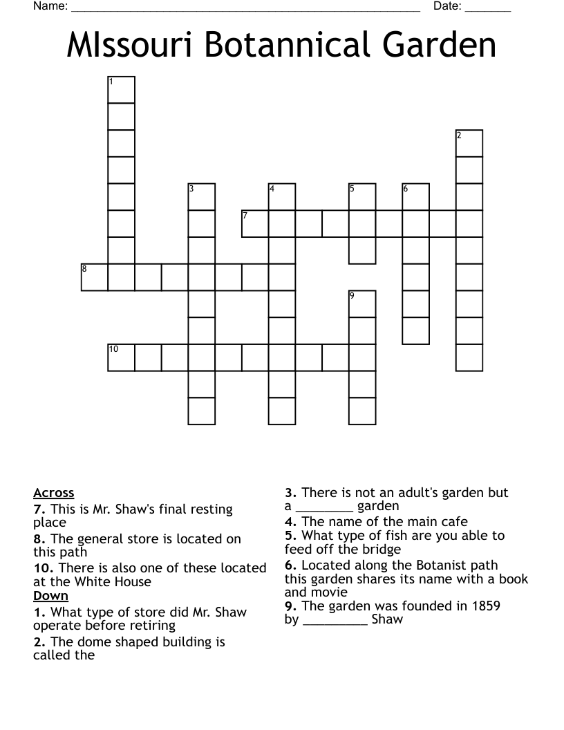 MIssouri Botannical Garden Crossword