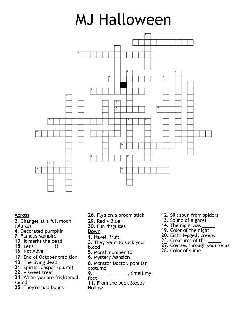 MJ Halloween Crossword