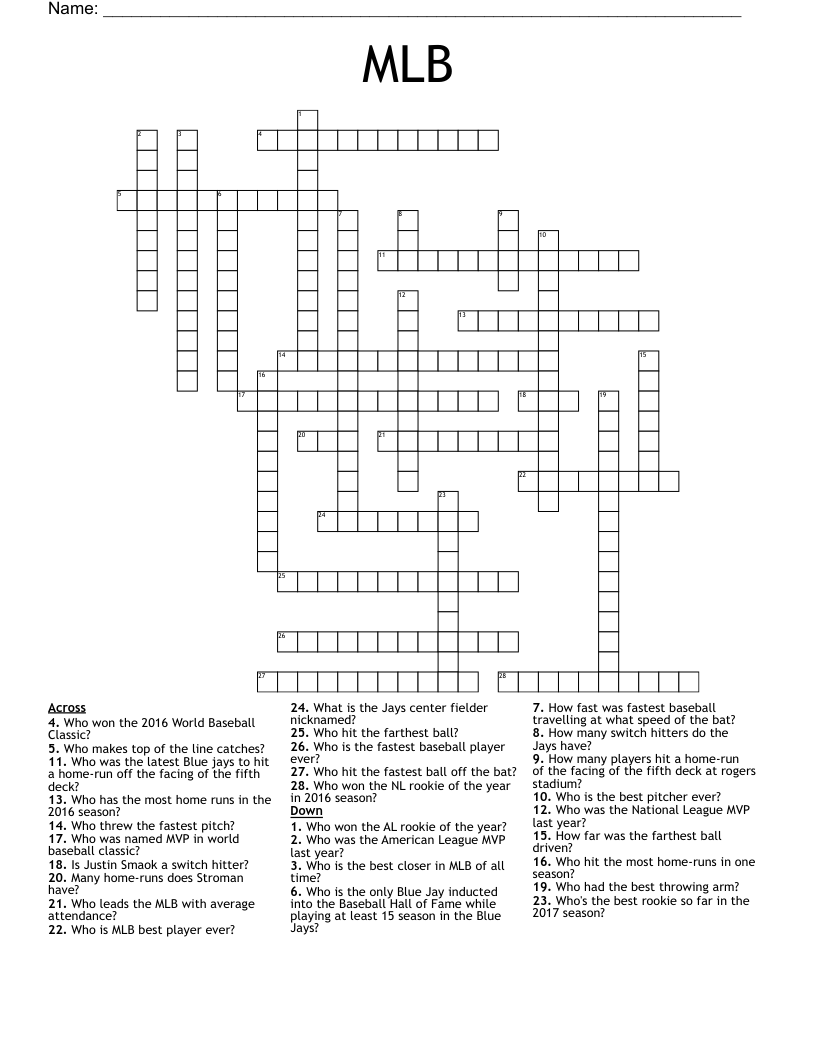 MLB  Crossword