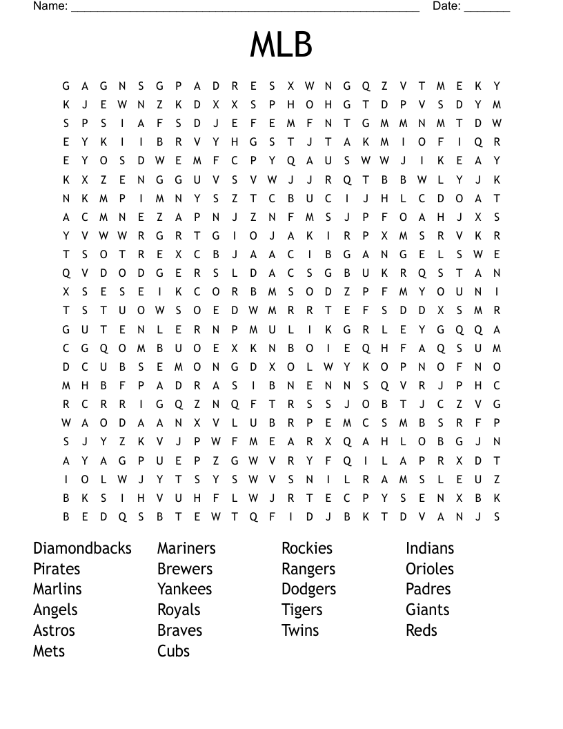MLB  Word Search