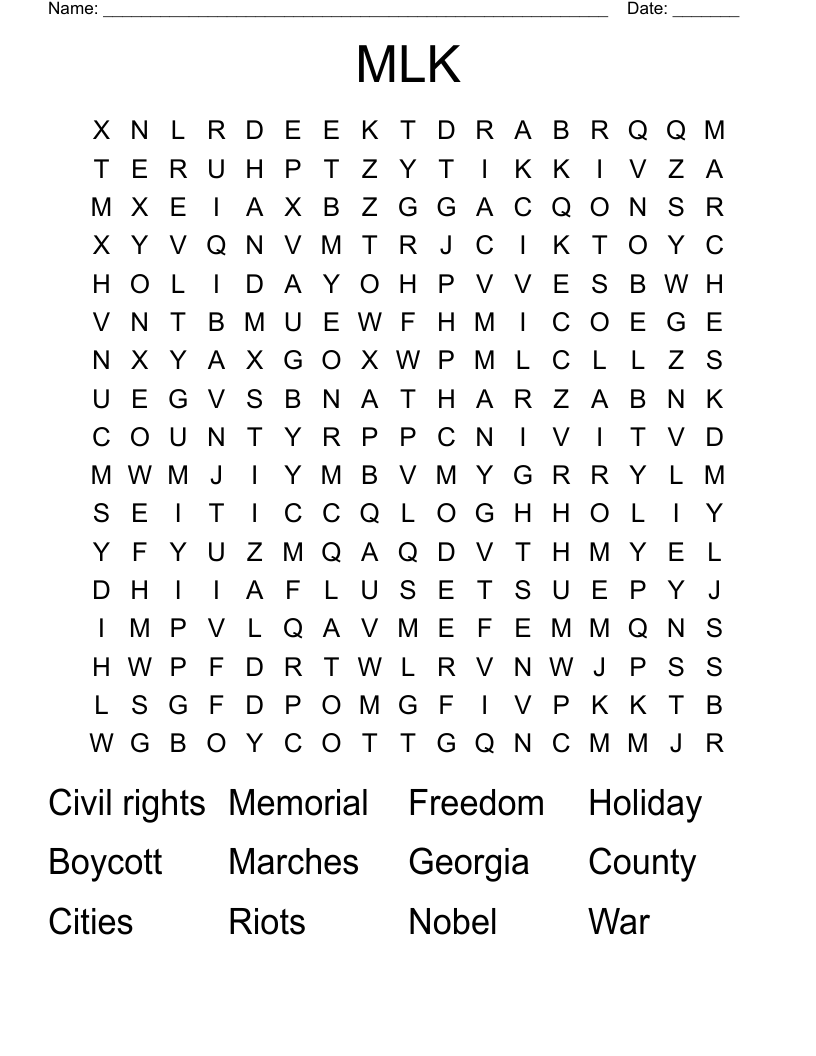 MLK Word Search
