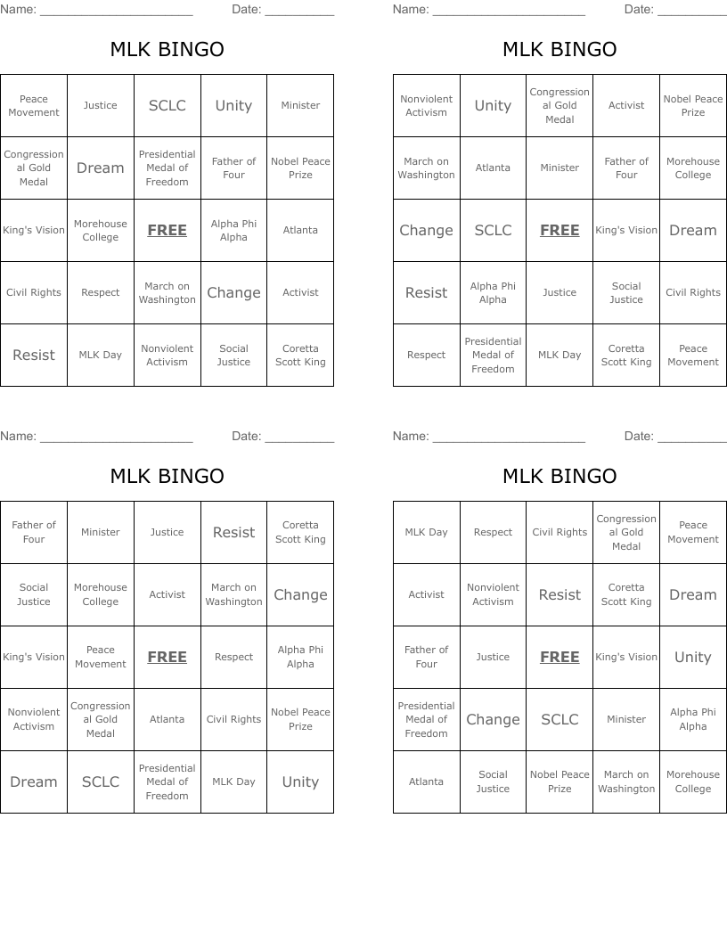 MLK BINGO 