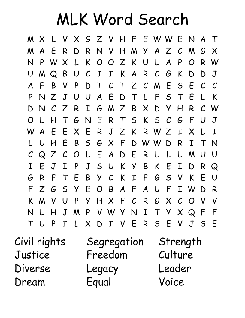 MLK Word Search