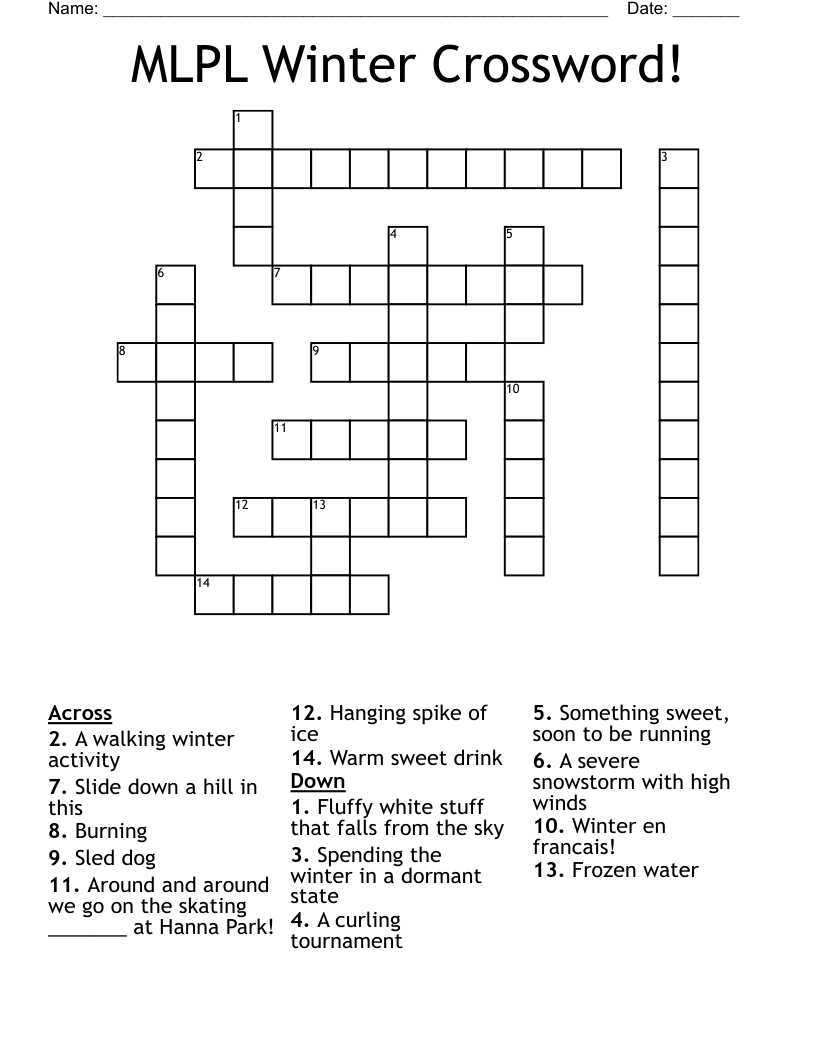 MLPL Winter Crossword!