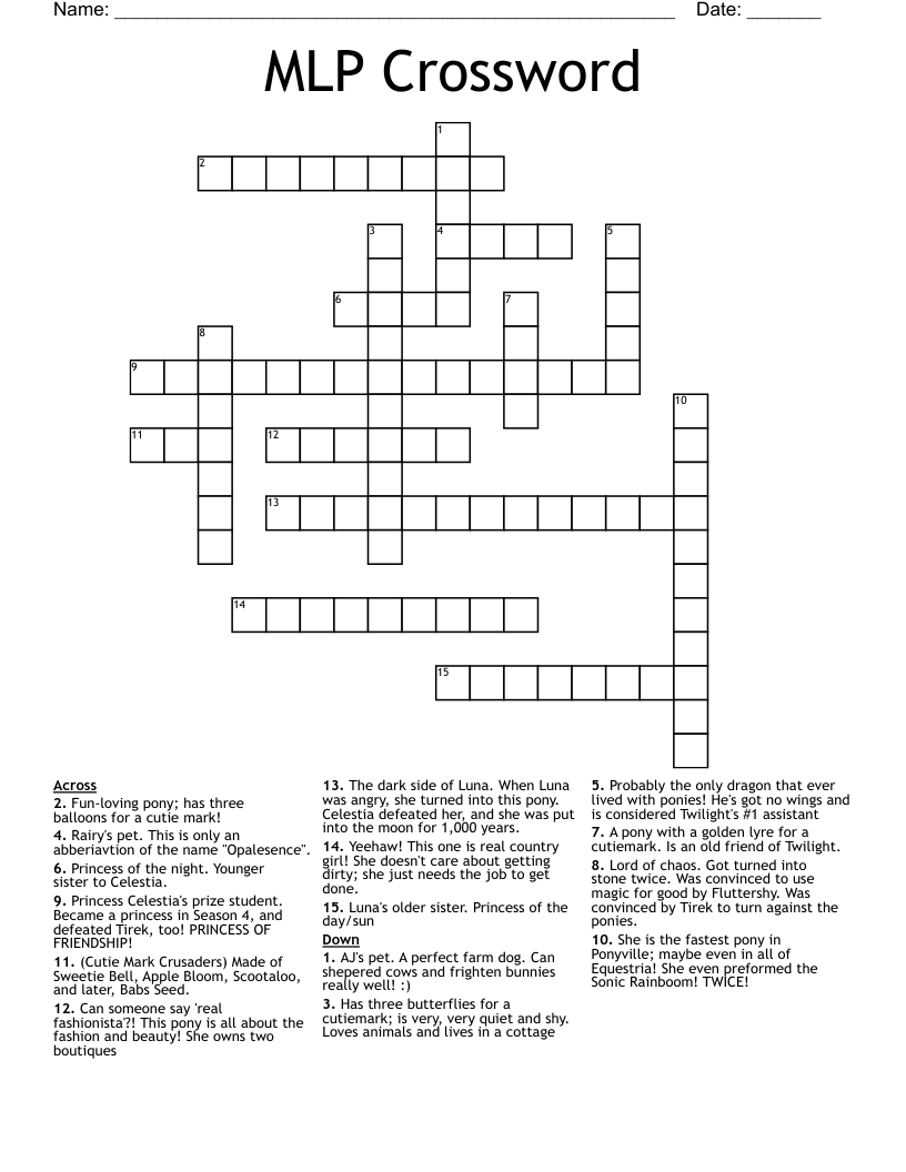 MLP Crossword