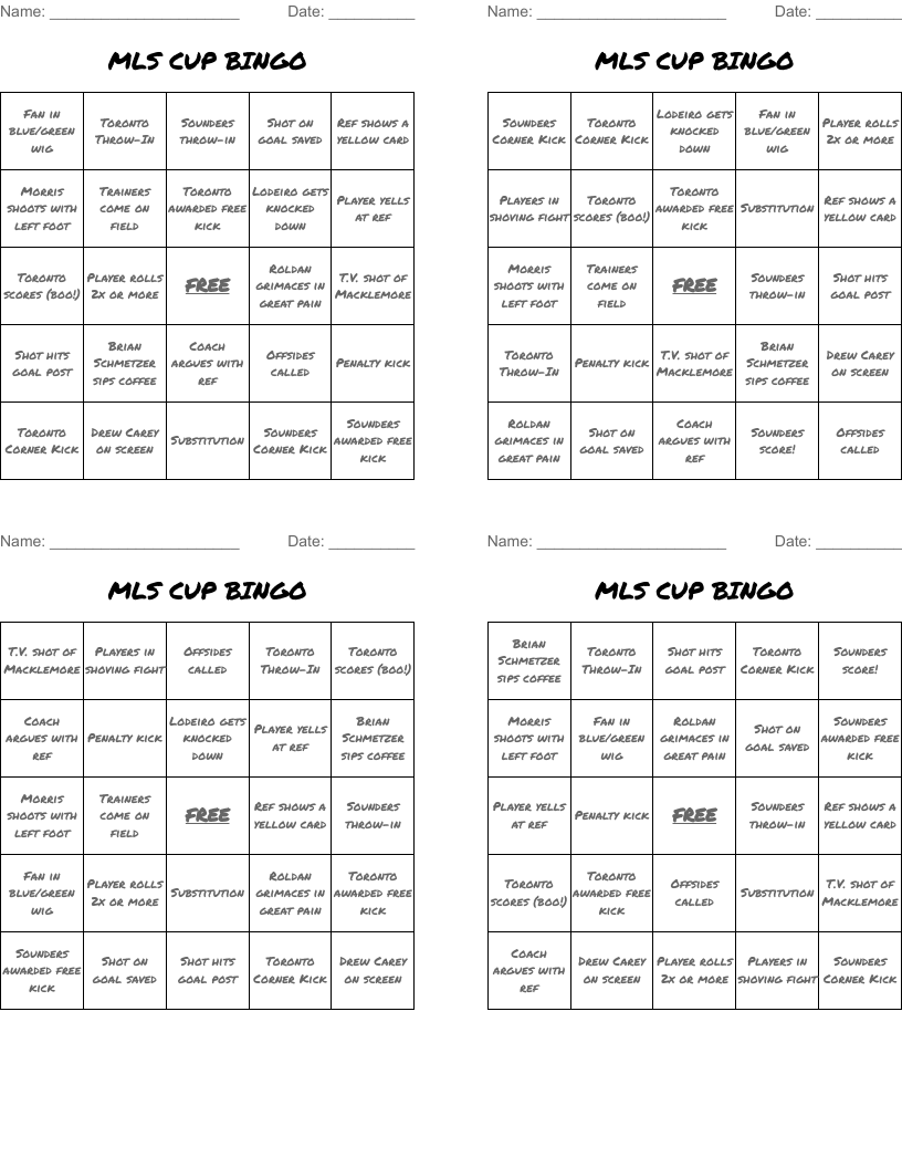MLS CUP BINGO