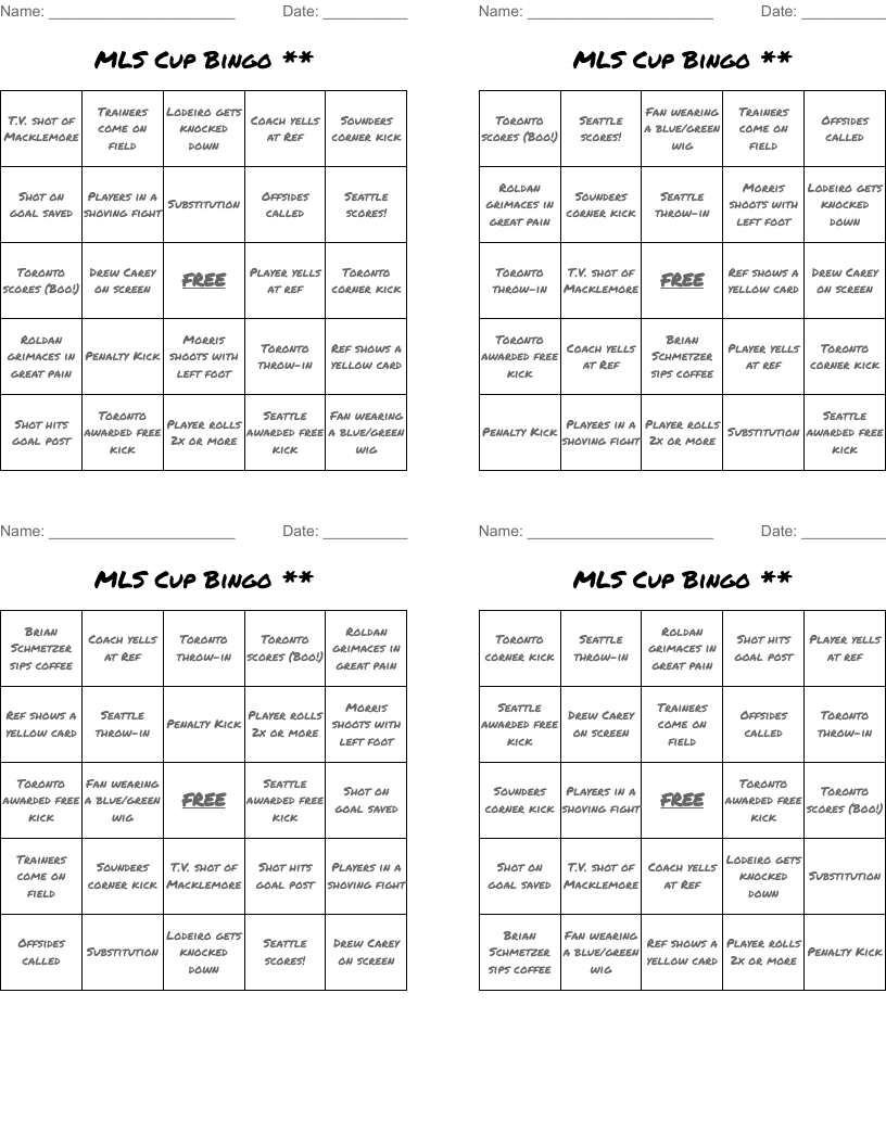 MLS Cup Bingo **
