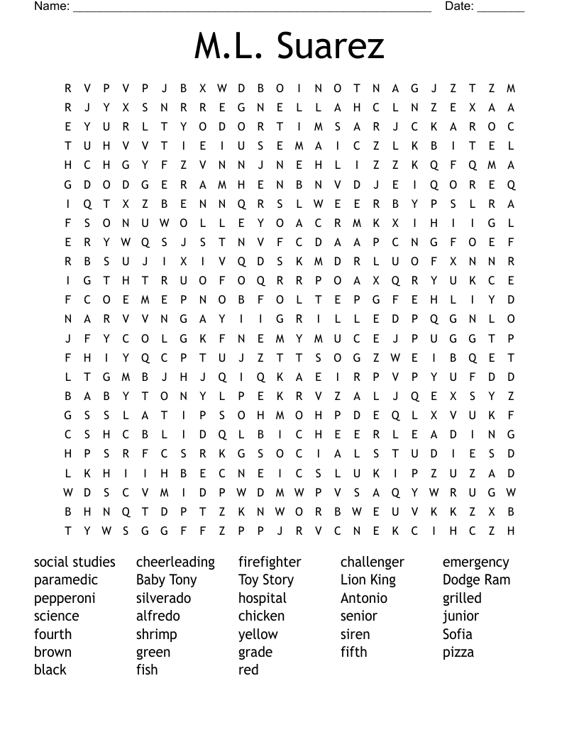 M.L. Suarez Word Search