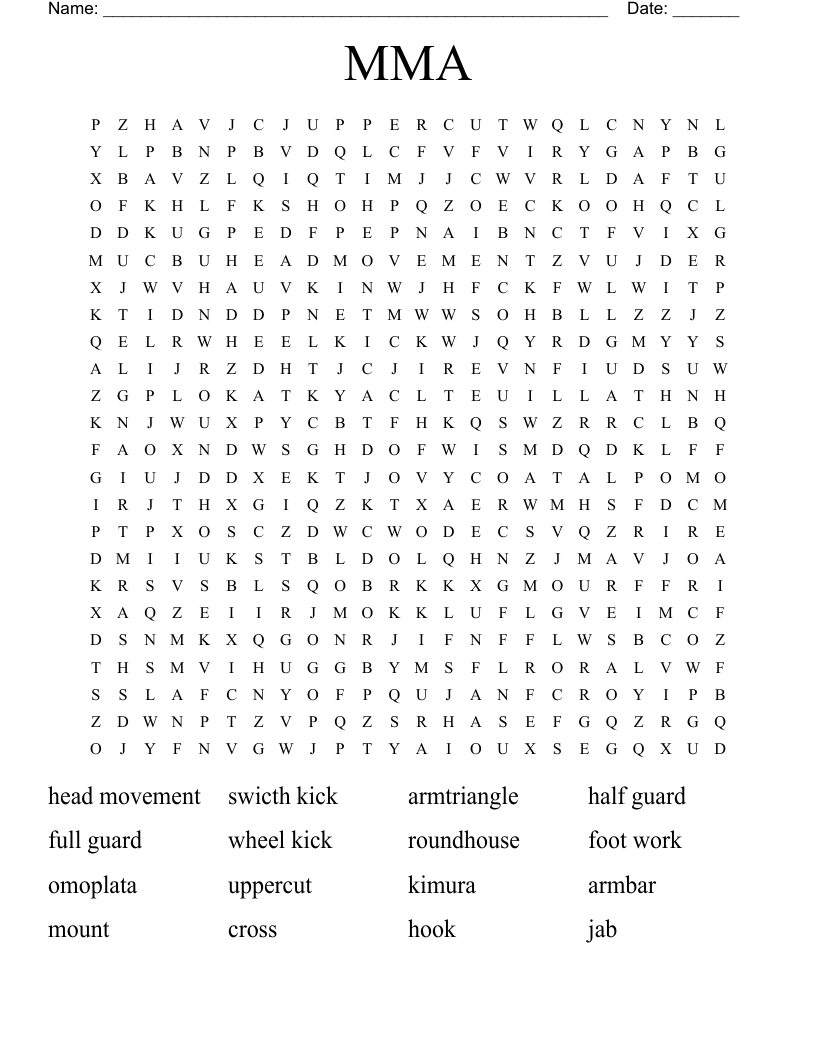 MMA Word Search