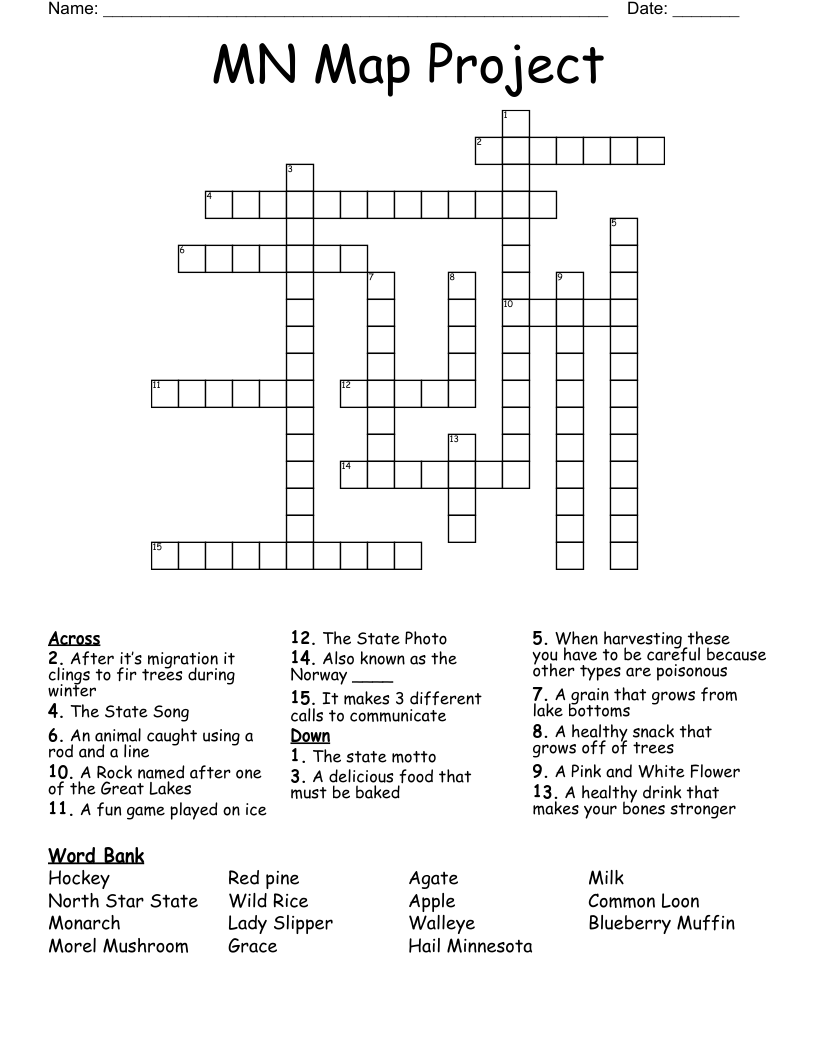 MN Map Project Crossword