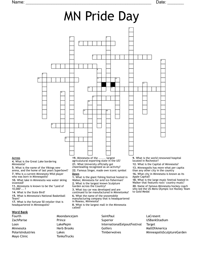 MN Pride Day Crossword