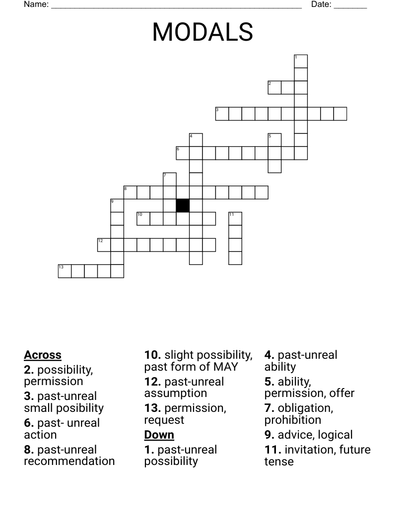 MODALS Crossword