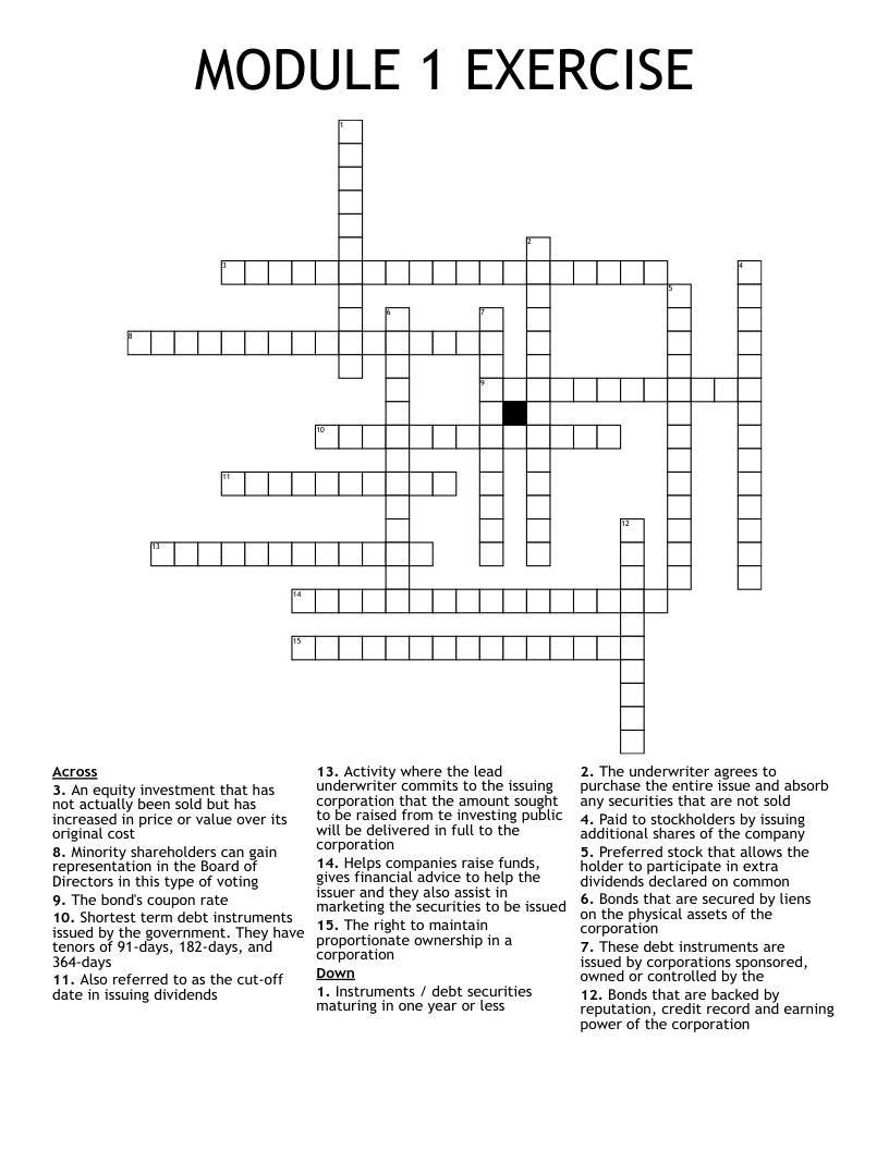 MODULE 1 EXERCISE Crossword