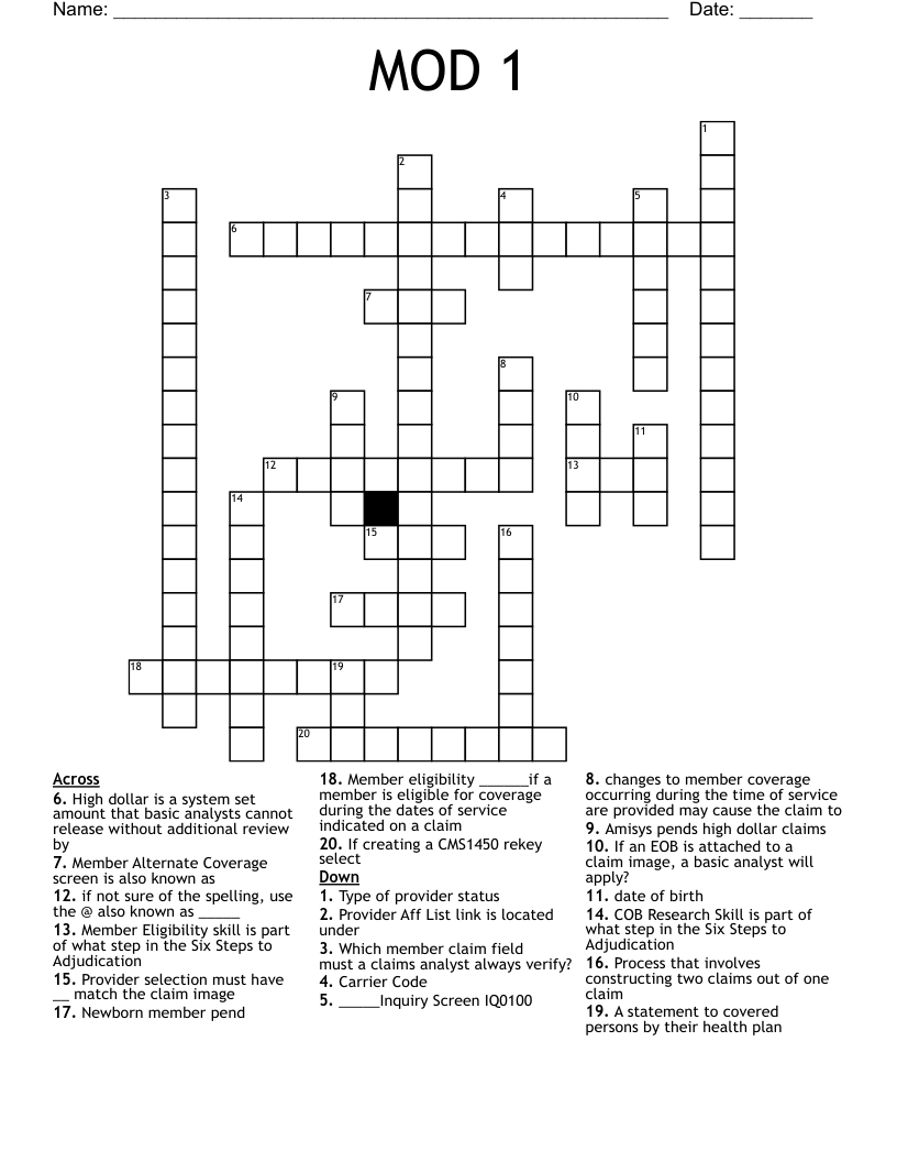 MOD 1 Crossword