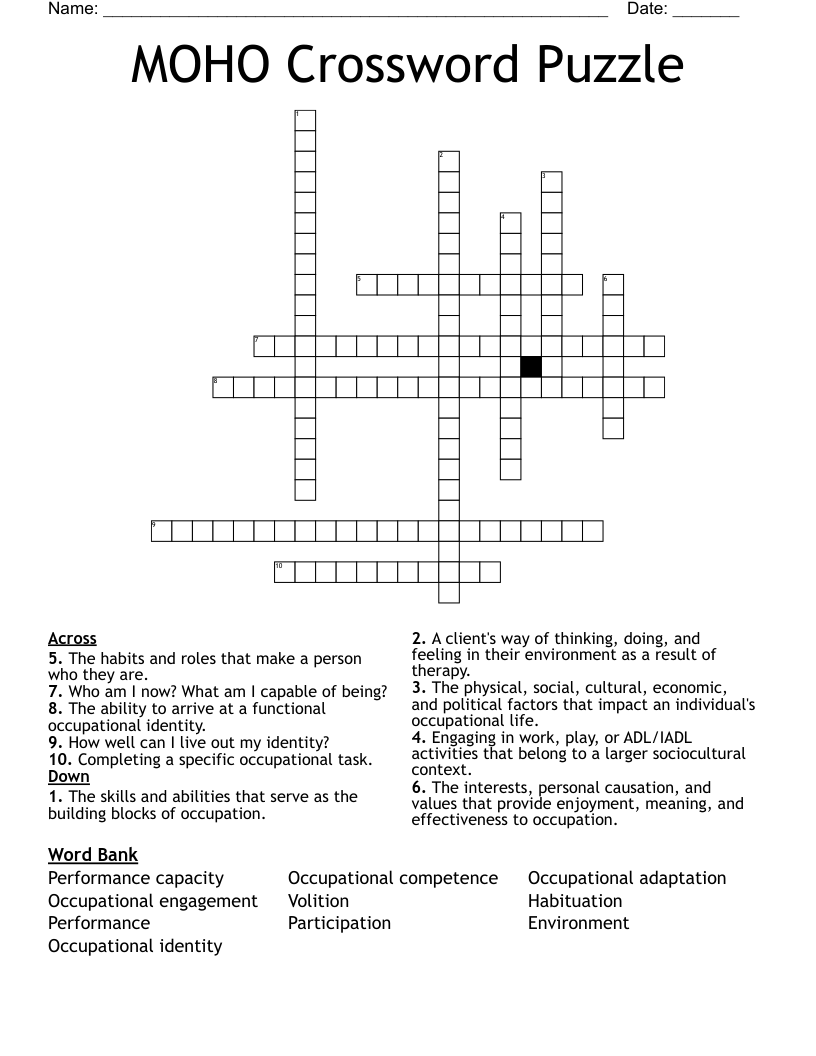 MOHO Crossword Puzzle