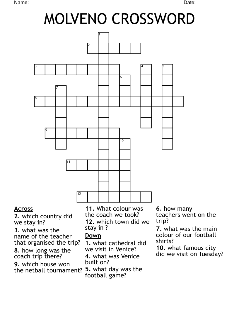 MOLVENO CROSSWORD