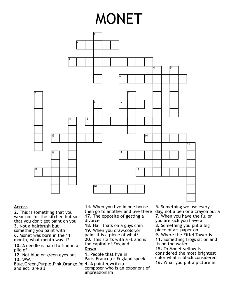 MONET Crossword