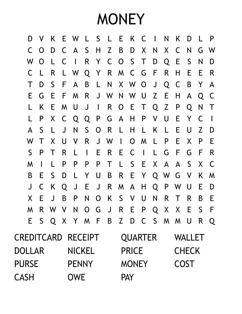 MONEY Word Search