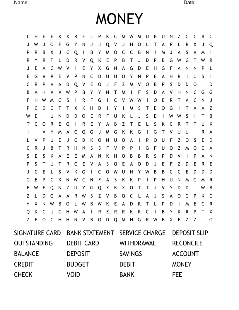 MONEY Word Search