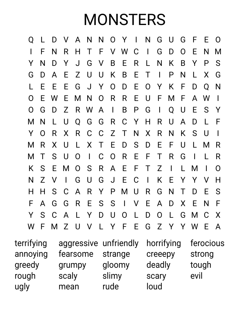 MONSTERS Word Search