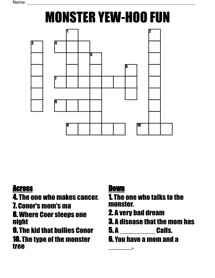 MONSTER YEW-HOO FUN Crossword
