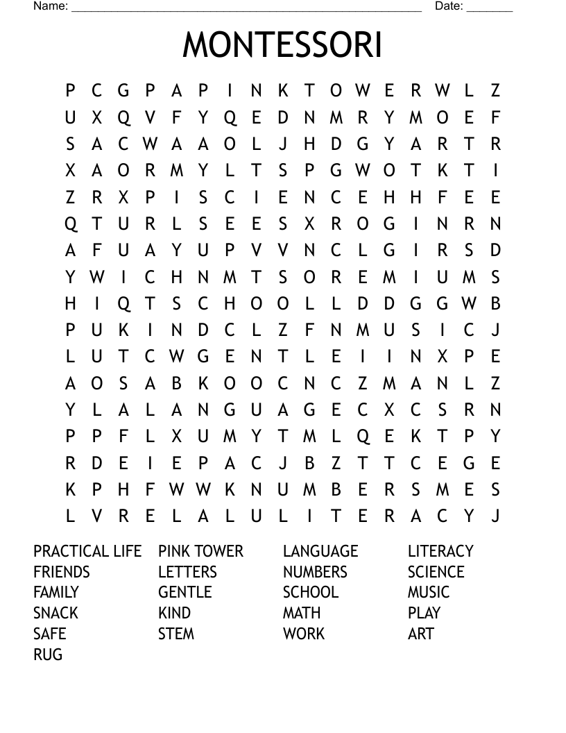MONTESSORI Word Search