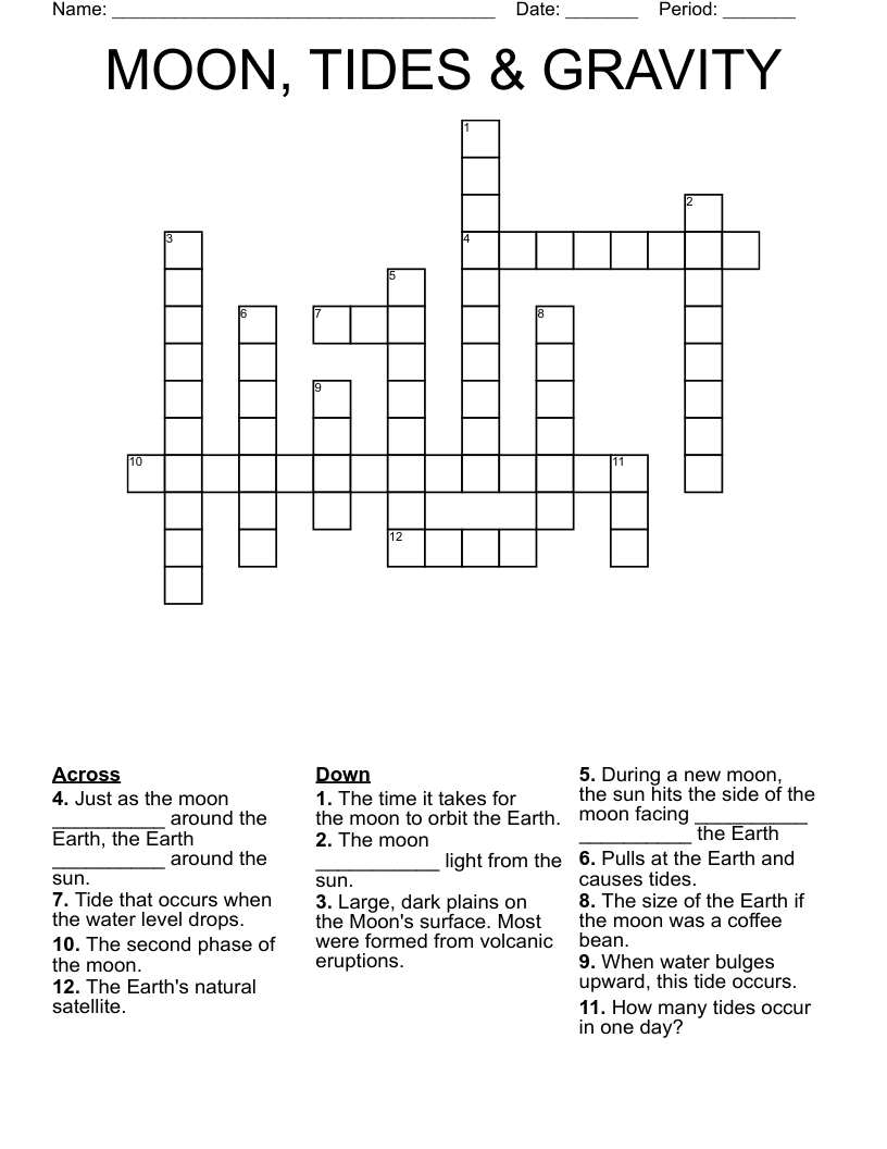 MOON, TIDES & GRAVITY Crossword