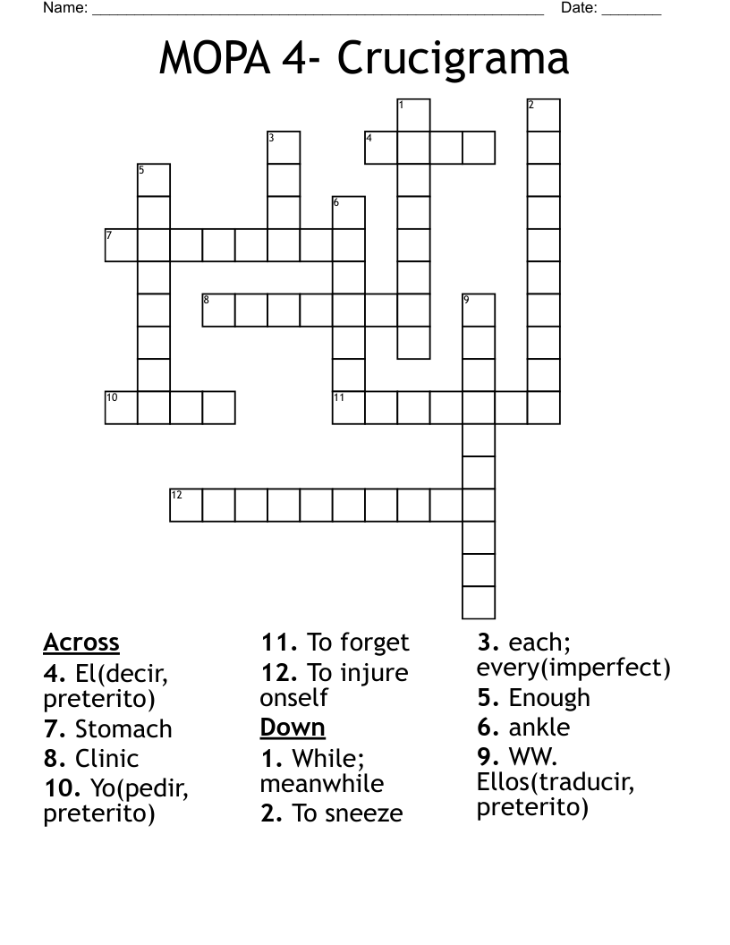 MOPA 4- Crucigrama Crossword