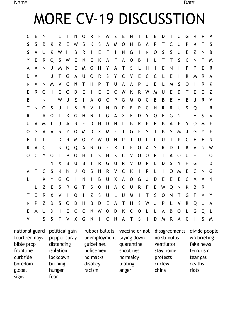 MORE CV-19 DISCUSSTION Word Search
