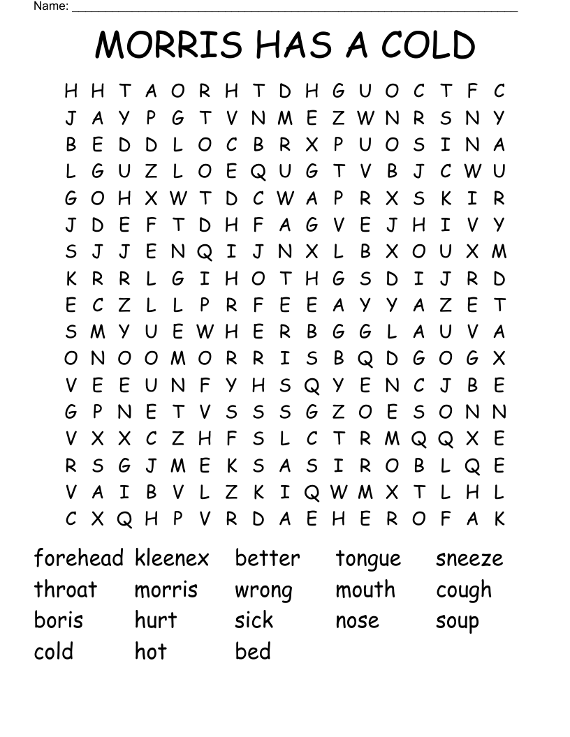 MORRIS HAS A COLD Word Search