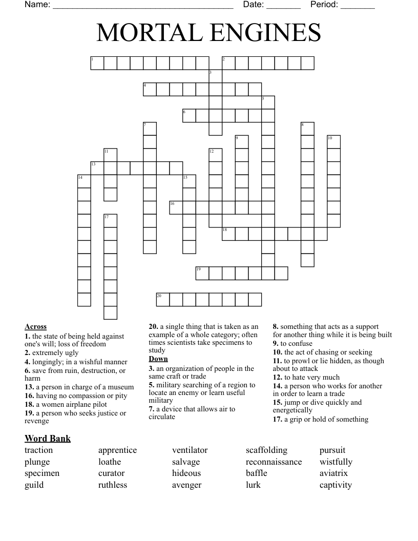MORTAL ENGINES Crossword