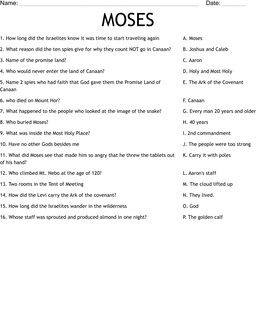 MOSES Worksheet