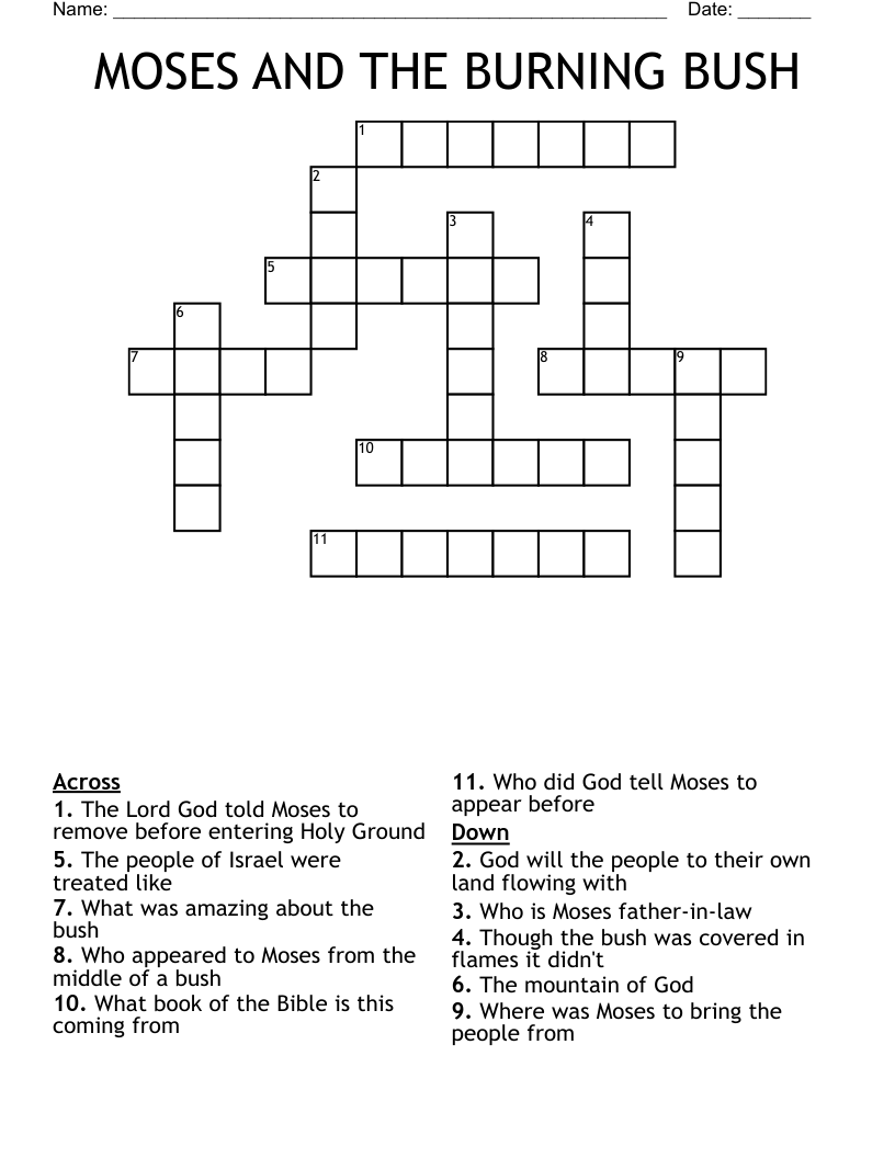MOSES AND THE BURNING BUSH Crossword