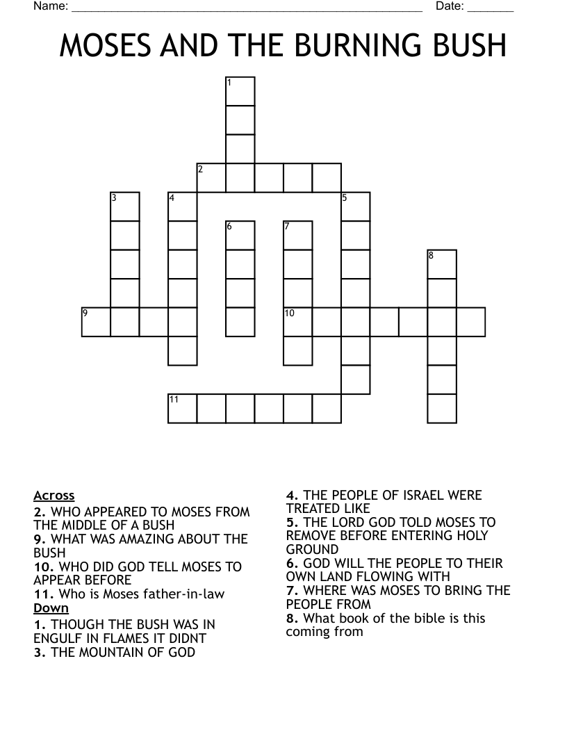 MOSES AND THE BURNING BUSH Crossword