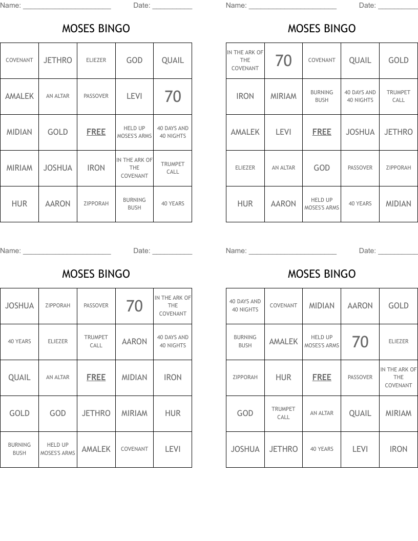 MOSES  BINGO