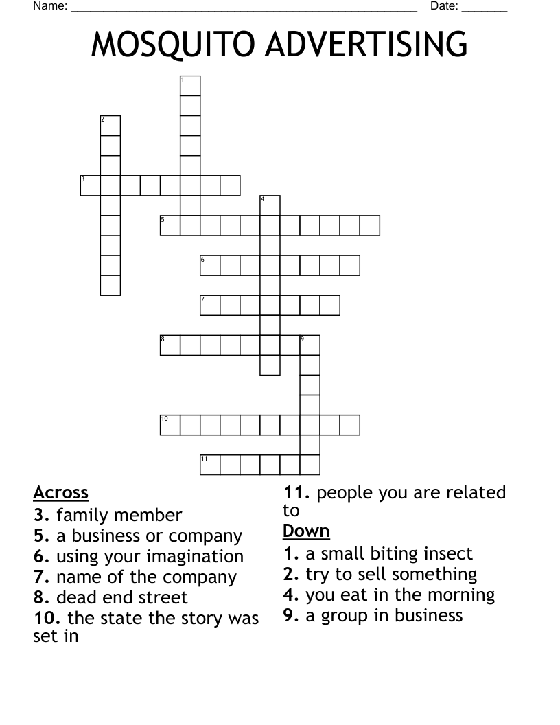 MOSQUITO ADVERTISING Crossword