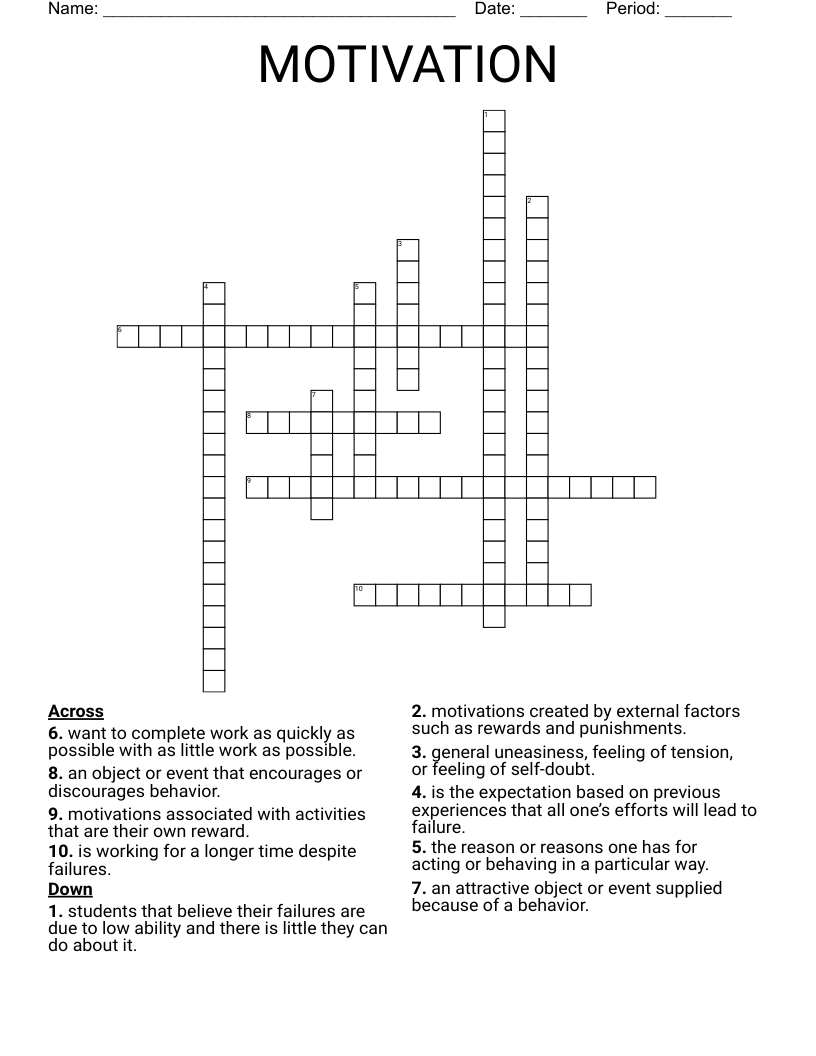 MOTIVATION Crossword
