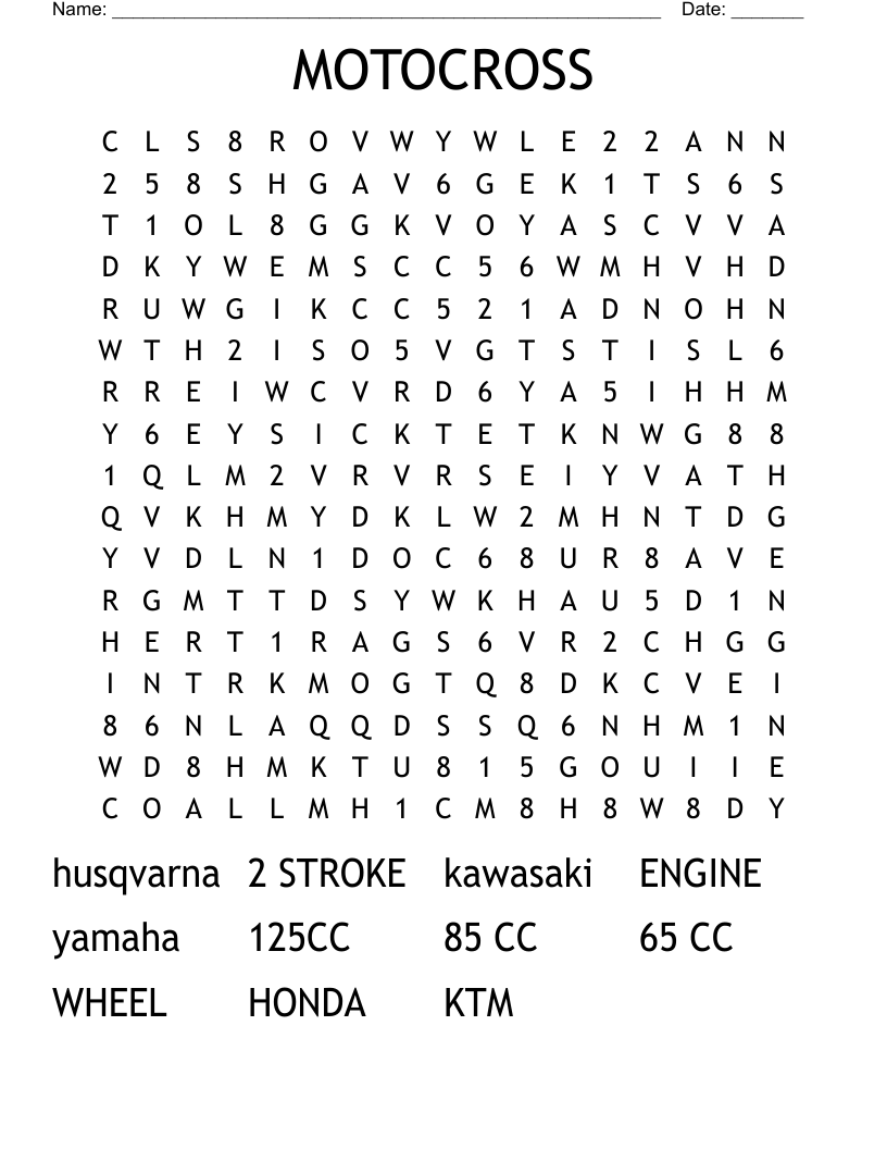 MOTOCROSS Word Search