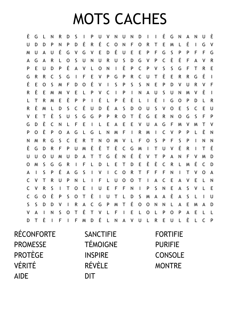 MOTS CACHES Word Search