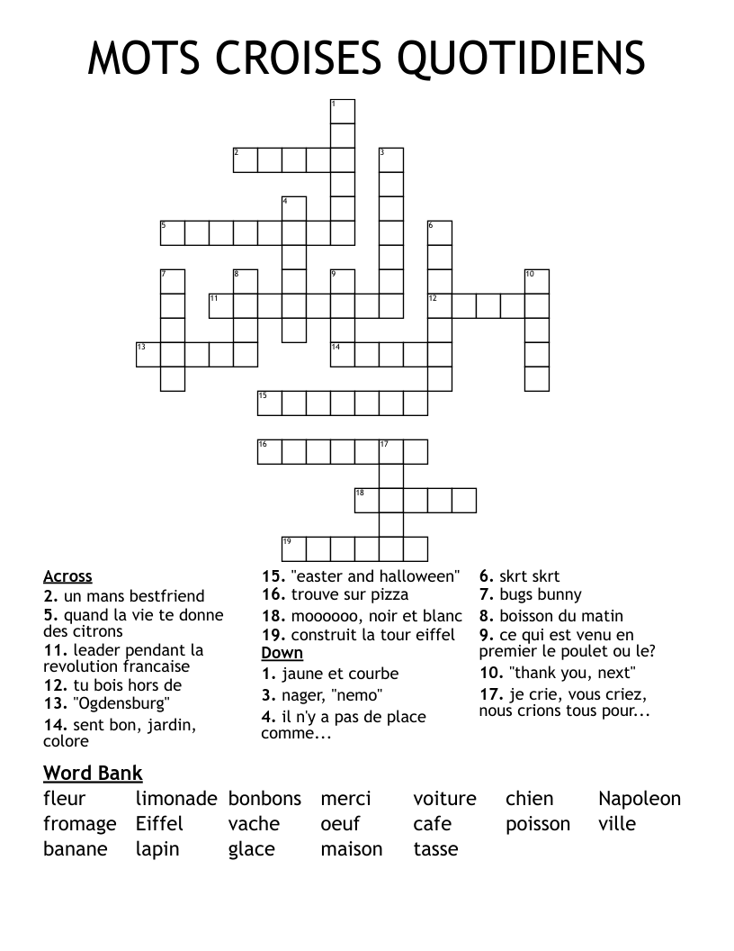 MOTS CROISES QUOTIDIENS  Crossword