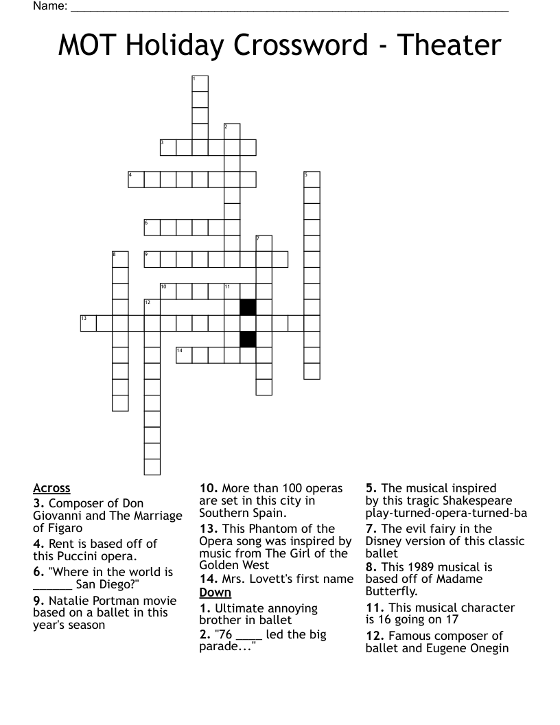 MOT Holiday Crossword - Theater