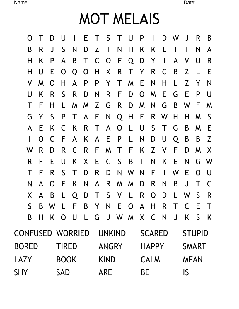 MOT MELAIS Word Search