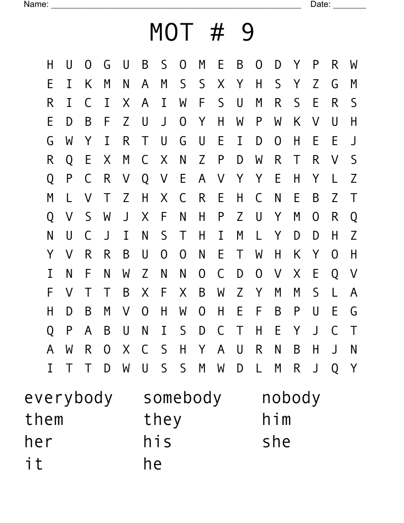 MOT # 9 Word Search