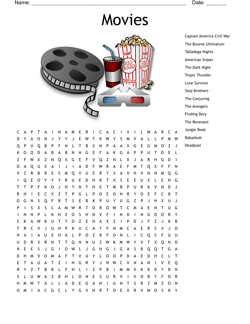Movies Word Search